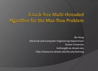 A Lock-free Multi-threaded Algorithm for the Max-flow Problem