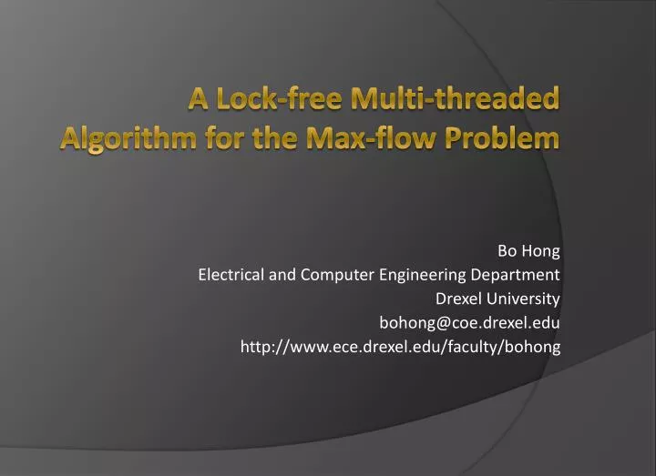 a lock free multi threaded algorithm for the max flow problem