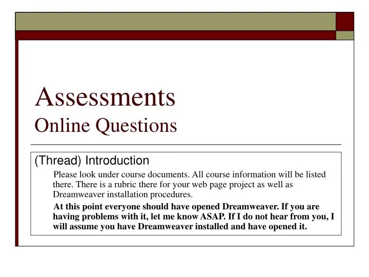 assessments online questions