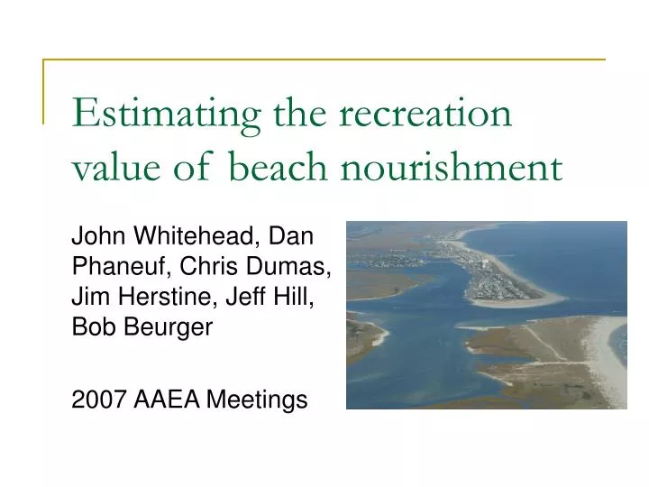 estimating the recreation value of beach nourishment