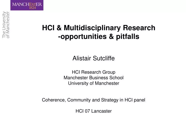 hci multidisciplinary research opportunities pitfalls