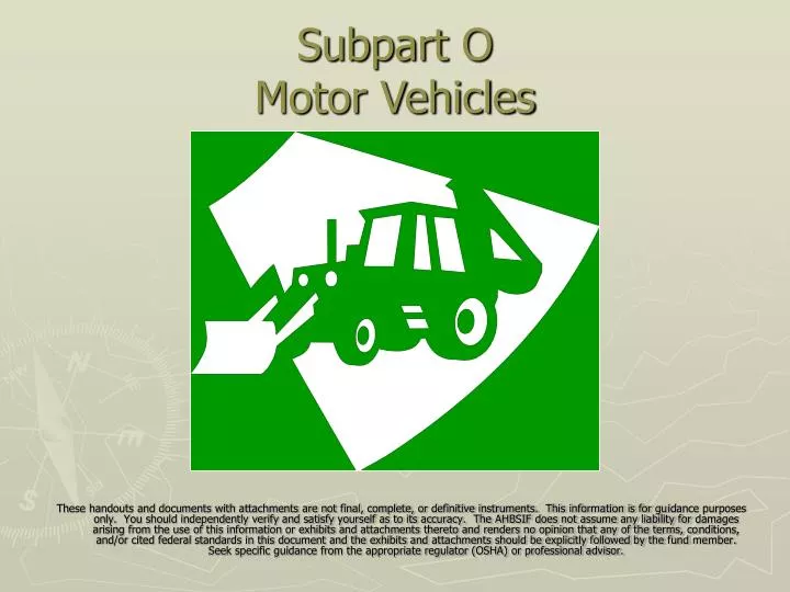 subpart o motor vehicles