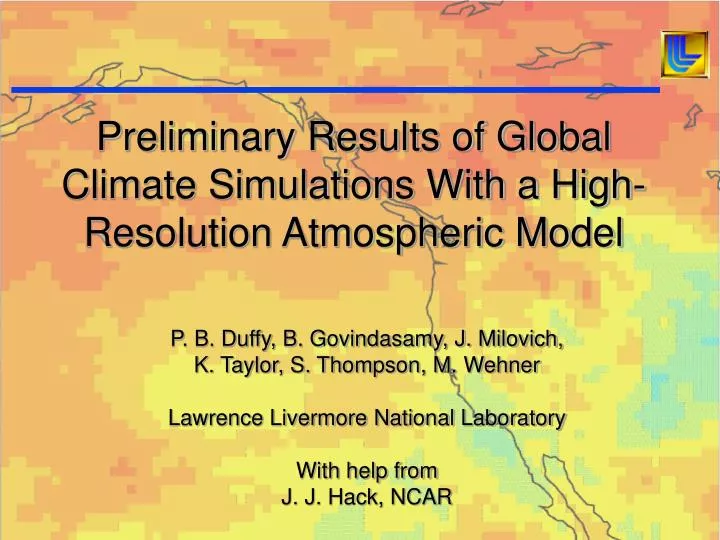 preliminary results of global climate simulations with a high resolution atmospheric model