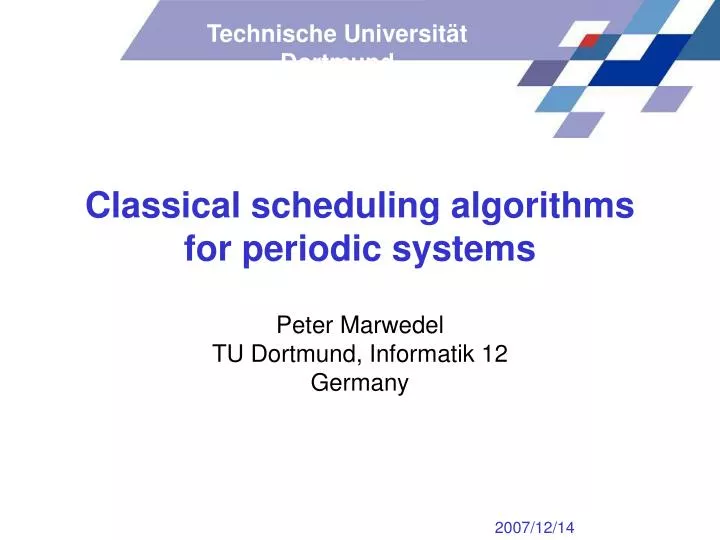 classical scheduling algorithms for periodic systems