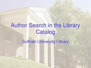 Author Search in the Library Catalog