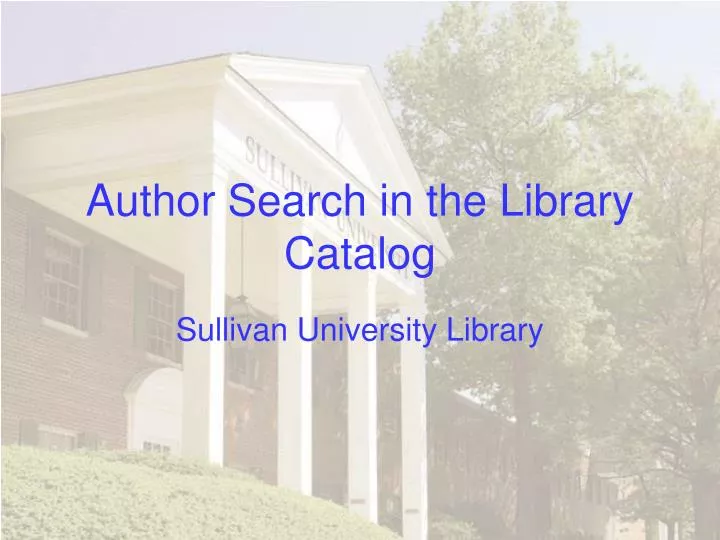 author search in the library catalog
