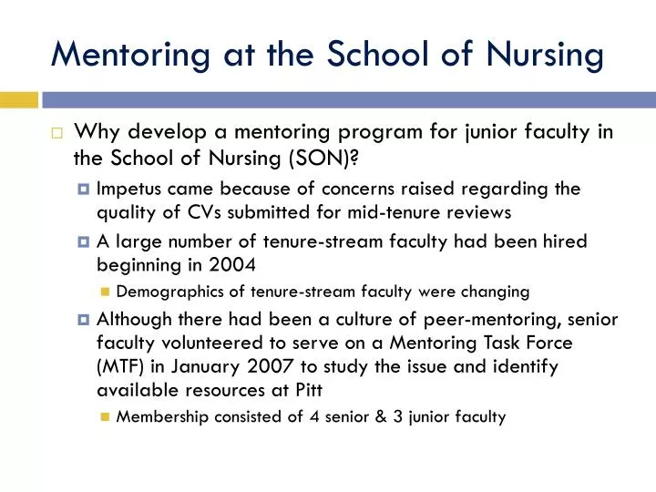 mentoring at the school of nursing