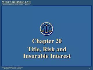 Chapter 20 Title, Risk and Insurable Interest