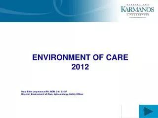 ENVIRONMENT OF CARE 2012 Mary Ellen Lesperance RN, MSN, CIC, CHSP