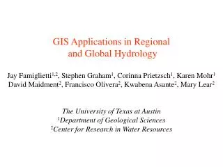 GIS Applications in Regional and Global Hydrology