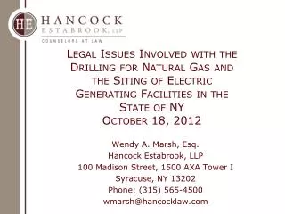 Wendy A. Marsh, Esq. Hancock Estabrook, LLP 100 Madison Street, 1500 AXA Tower I