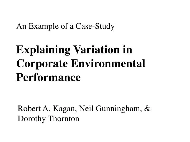 an example of a case study explaining variation in corporate environmental performance