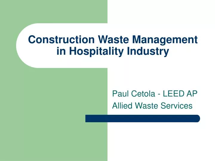 construction waste management in hospitality industry