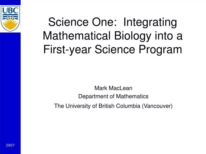 science one integrating mathematical biology into a first year science program