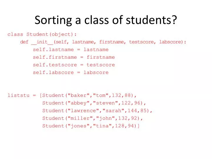 sorting a class of students
