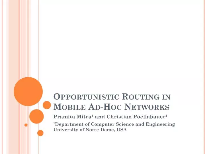 opportunistic routing in mobile ad hoc networks