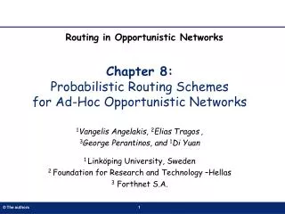 Chapter 8: Probabilistic Routing Schemes for Ad-Hoc Opportunistic Networks