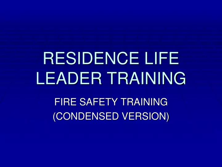 residence life leader training