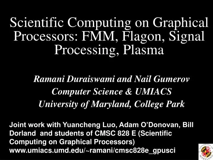 scientific computing on graphical processors fmm flagon signal processing plasma