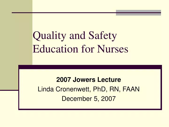 quality and safety education for nurses
