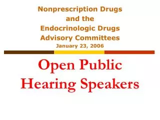 Open Public Hearing Speakers