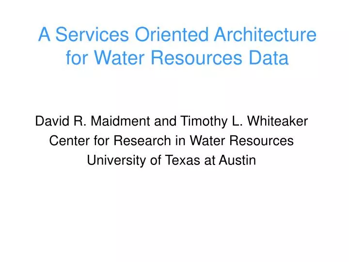 a services oriented architecture for water resources data