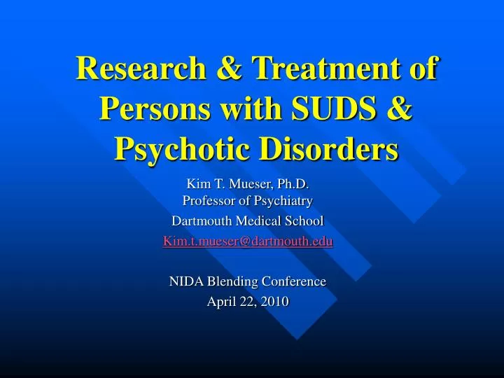 research treatment of persons with suds psychotic disorders