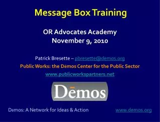 OR Advocates Academy November 9, 2010