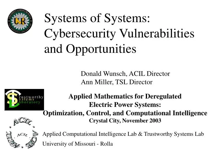systems of systems cybersecurity vulnerabilities and opportunities