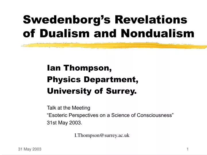 swedenborg s revelations of dualism and nondualism
