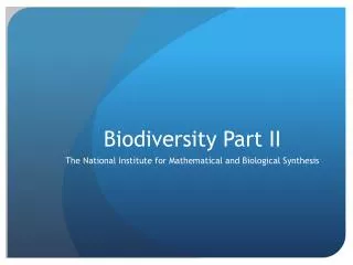 Biodiversity Part II