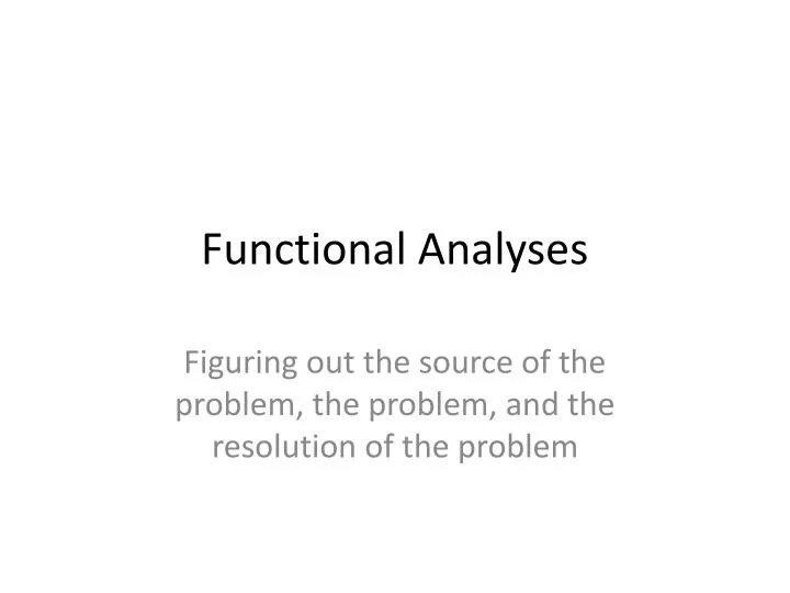 functional analyses