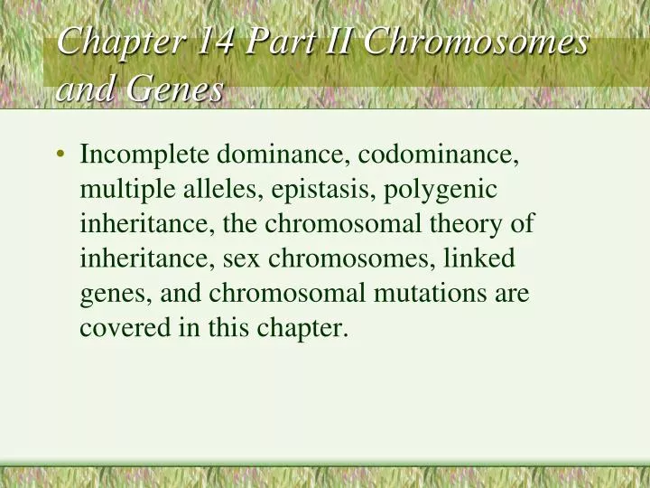 chapter 14 part ii chromosomes and genes