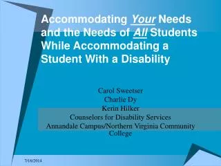 Carol Sweetser Charlie Dy Kerin Hilker Counselors for Disability Services