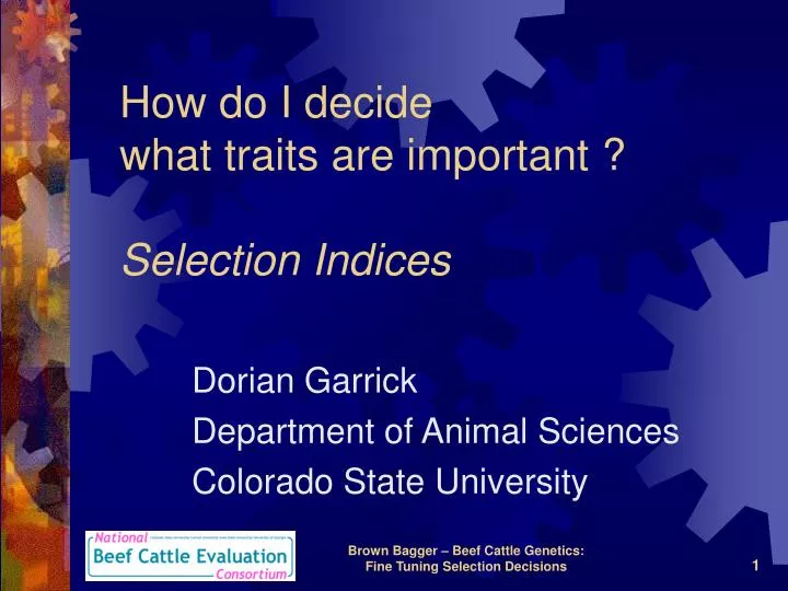 how do i decide what traits are important selection indices