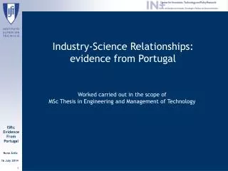 Industry-Science Relationships: evidence from Portugal