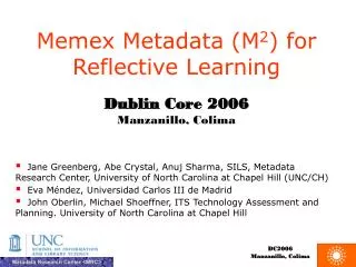 Memex Metadata (M 2 ) for Reflective Learning
