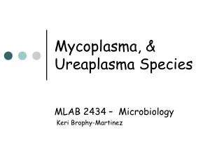 Mycoplasma, &amp; Ureaplasma Species
