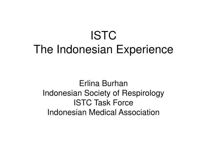 istc the indonesian experience