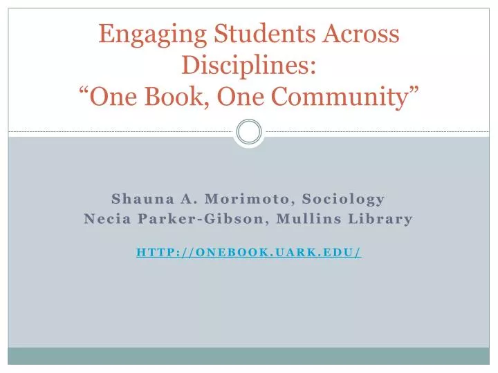 engaging students across disciplines one book one community