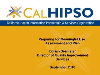 Preparing for Meaningful Use: Assessment and Plan Dorian Seamster