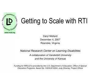 Getting to Scale with RTI