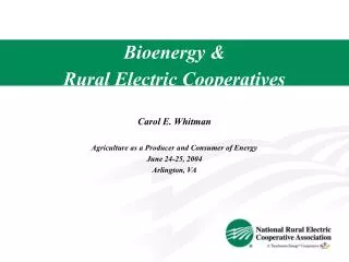 Bioenergy &amp; Rural Electric Cooperatives
