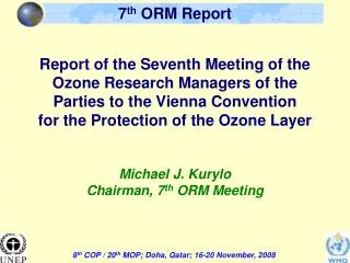 Michael J. Kurylo Chairman, 7 th ORM Meeting