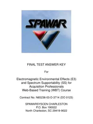 FINAL TEST ANSWER KEY For