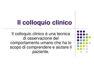 il colloquio clinico