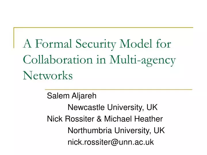a formal security model for collaboration in multi agency networks