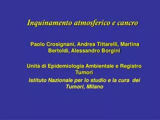 inquinamento atmosferico e cancro