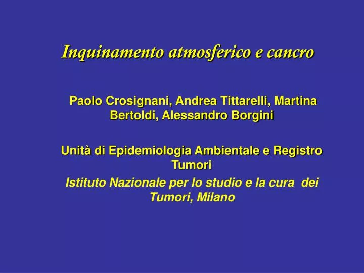 inquinamento atmosferico e cancro