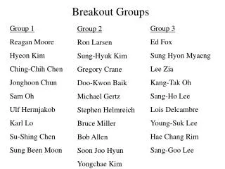 Breakout Groups